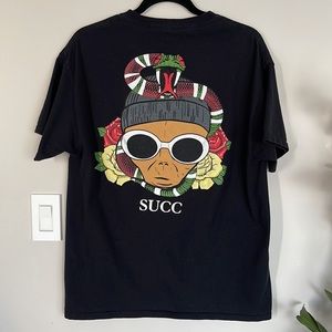 SUCC Snake Printed Mens Black Short Sleeve T-shirt Size L